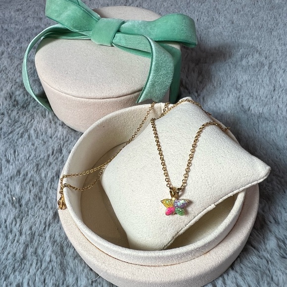 Vintage Jewelry - 3/$15 5/$20 Vintage Y2K Gold Plated Colourful Sparkle Glitter Butterfly Necklace